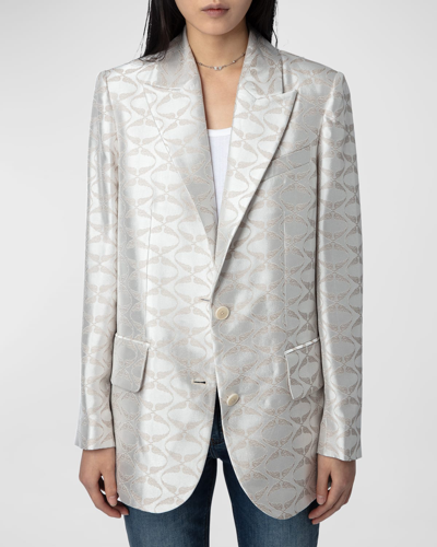 Shop Zadig & Voltaire Vicka Jacquard Wings Blazer In Scout