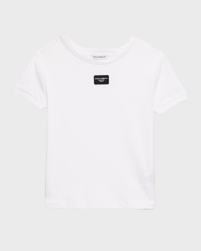 Shop Dolce & Gabbana Girl's Logo Plaque Short-sleeve T-shirt In Black