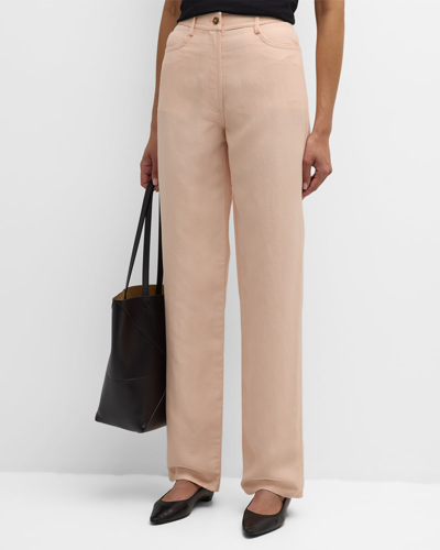 Shop Loulou Studio Peran High-rise Linen-blend Wide-leg Pants In Cream Rose