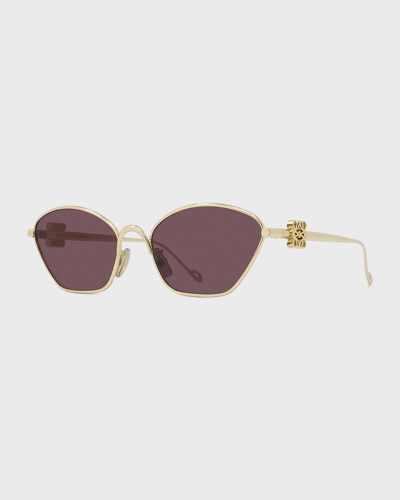 Shop Loewe Anagram Metal Cat-eye Sunglasses In Sengld/viol