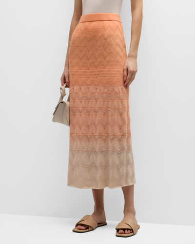 Shop Misook Pointelle-knit Ombre Midi Skirt In Citrine/italian C