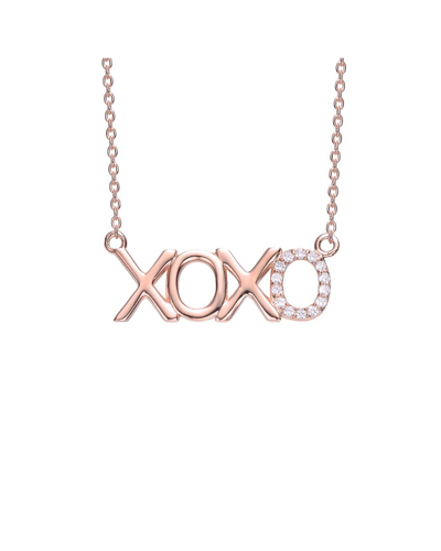 Shop Genevive 18k Rose Gold Plated Cz Xoxo Necklace
