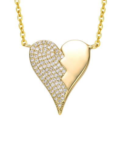 Genevive 14k Plated Cz Heart Necklace