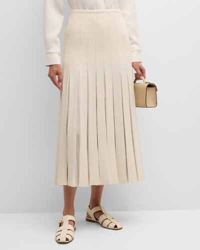 Shop Gabriela Hearst Del Pleated Wool Maxi Skirt In Ivory