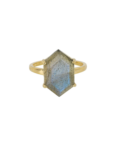 Shop Tiramisu Gold Over Silver 6.40 Ct. Tw. Labradorite Ring