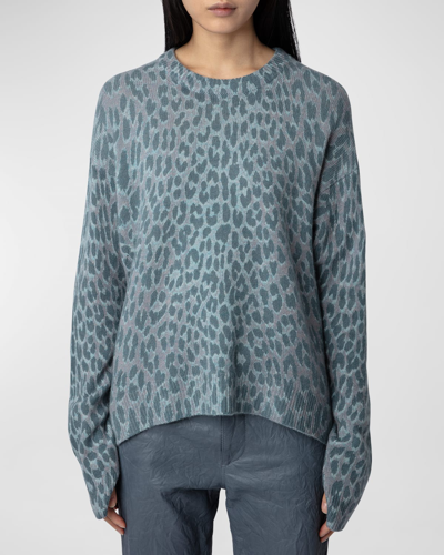 Shop Zadig & Voltaire Markus Leopard-print Cashmere Sweater In Nauge