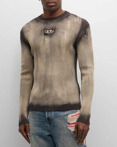 Shop Diesel Men's K-darin Ribbed Sweater With Distressed Effect In Ebony