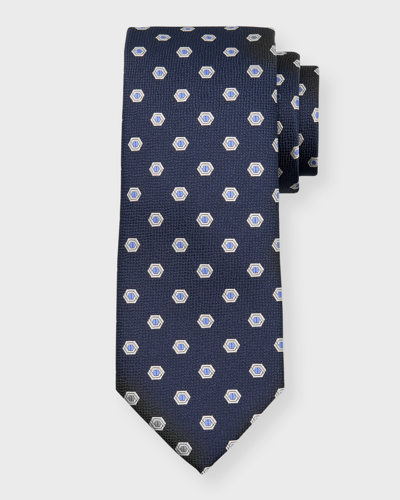 Shop Canali Men's Hexagon Jacquard Silk Tie In Navy