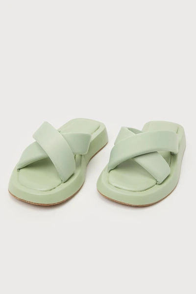 Shop Lulus Finny Sage Flatform Slide Sandals In Green