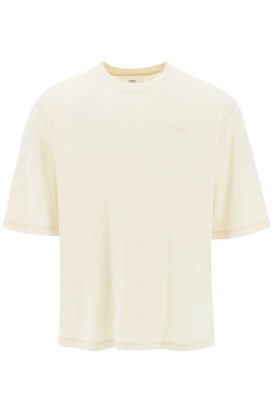 Shop Ami Alexandre Mattiussi Faded Effect T Shirt In Beige