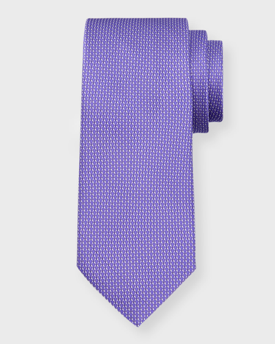 Shop Canali Men's Micro-geometric Jacquard Silk Tie In Purple