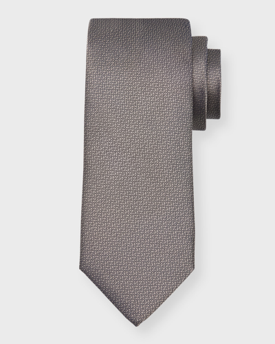 Shop Canali Men's Micro-textured Silk Tie In Grey