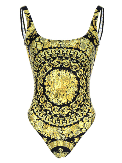 Shop Versace Barocco One-piece Swimsuit In Multicolor
