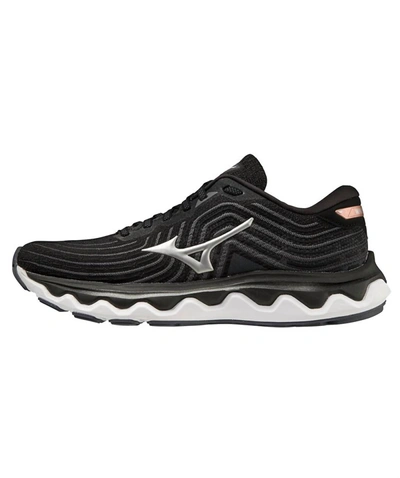 Shop Mizuno Women's Wave Horizon 6 Running Shoes - D/wide Width In Black/silver