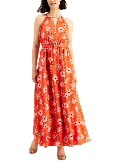 Shop Donna Karan Coastal Garden Womens Floral Long Halter Dress In Multi