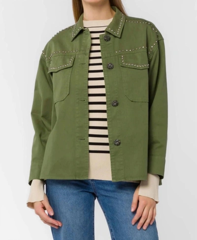 Shop Velvet Heart Odette Studded Jacket In Olive Studs In Multi