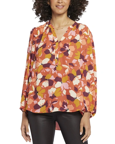 Nydj Plus Womens Solid Chiffon Blouse In Multi