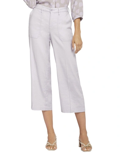 Shop Nydj Fairytale Linen-blend Wide Leg Crop Jean In White