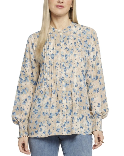 Nydj Pleated Peasant Blouse In Multi