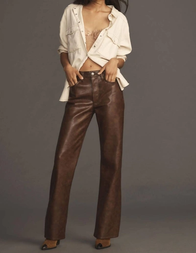 Shop Agolde Sloane Leather Blend Pant In Cola In Multi