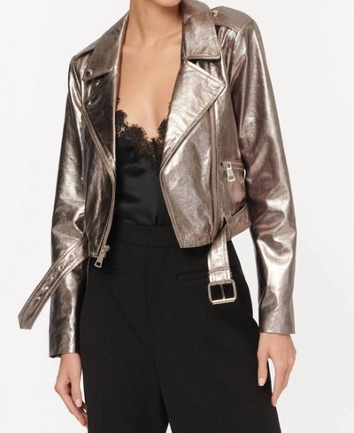 Shop Cami Nyc Women's Kali Genuine Leather Moto Jacket In Metallic Fog In Multi