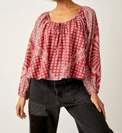 Shop Free People Elena Printed Top In Clay Combo In Multi