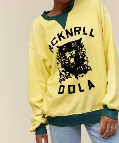 Shop Daydreamer Rock And Roll Tiger Crew Top In Yellow