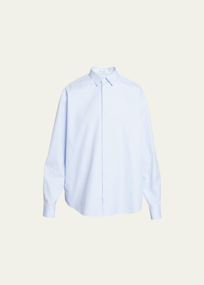 Shop Loewe Double Layered Button-down Blouse In Blue White