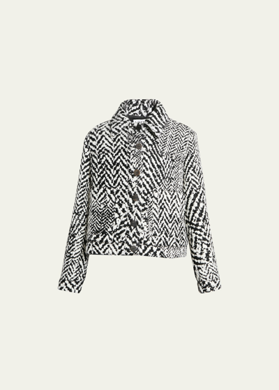 Shop Loewe Printed Jacket With Side Tie Detail In Black Whit
