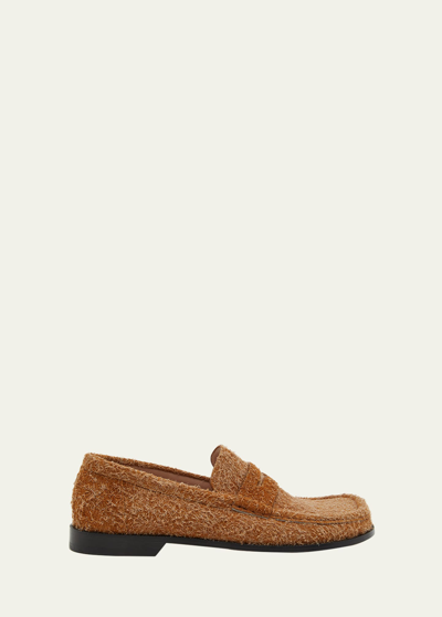 Shop Loewe Men's Campo Suede Penny Loafers In Tobacco