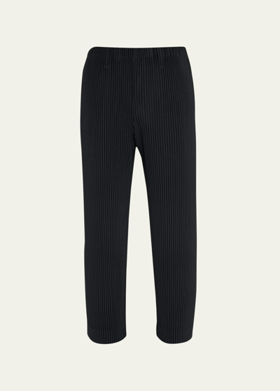 Shop Issey Miyake Men's Pleated Straight Pants In Black