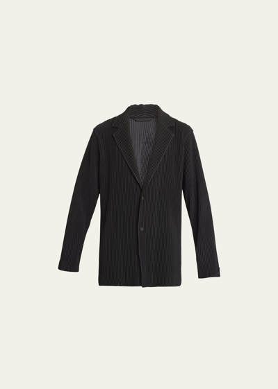 Shop Issey Miyake Men's Pleated Single-button Sports Jacket In Black