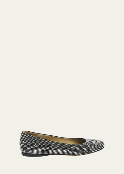 Shop Loewe Toy Strass Leather Ballerina Flats In Black