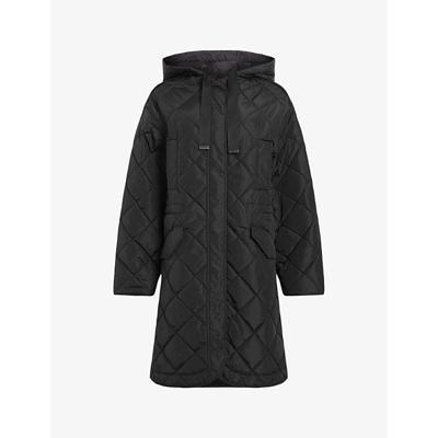 Shop Allsaints Women's Black Rina Relaxed-fit Quilted Shell Liner Coat