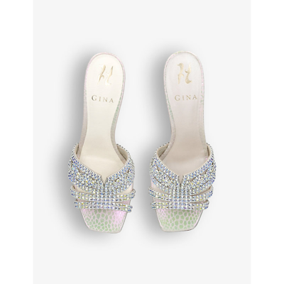 Shop Gina Women's Silver Utah Crystal-embellished Leather Sandals