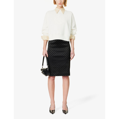 Shop Gucci Women's Black Mix Monogram-pattern Slim-fit Stretch-woven Midi Skirt