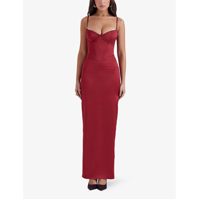 Shop House Of Cb Of Cb Womens Ruby Stefania Fitted Satin Maxi Dress
