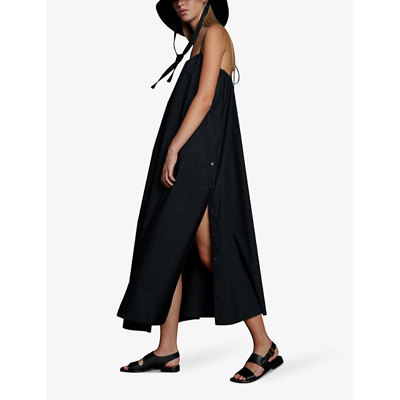 Shop Soeur Womens Noir Arielle Straight-neck Cotton Maxi Dress