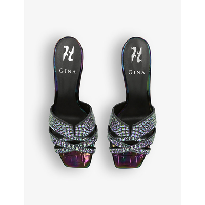 Shop Gina Women's Black/comb Antwerp Crystal-embellished Leather Sandals