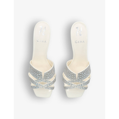 Shop Gina Women's White Antwerp Crystal-embellished Leather Sandals