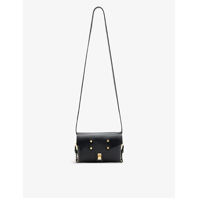 Shop Allsaints Women's Black Miro Mini Stud-embellished Leather Cross-body Bag