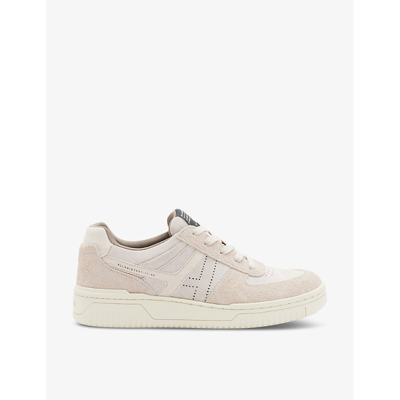 Shop Allsaints Womens Pale Rose Pink Vix Logo-embroidered Suede And Leather Low-top Trainers