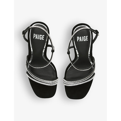 Shop Paige Women's Black Savannah Rhinestone-embellished Suede Heeled Sandals