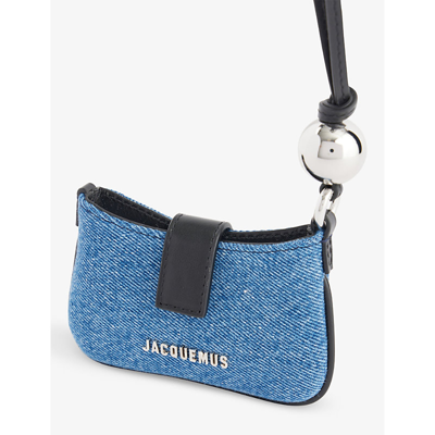 Shop Jacquemus Le Porte Bisou Denim Wallet-on-chain In Blue