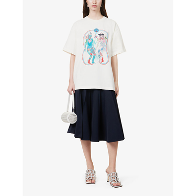 Shop Alemais Women's Cream Meagan Graphic-print Organic Cotton-jersey T-shirt