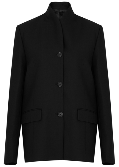 Shop Totême Single-breasted Woven Jacket In Black