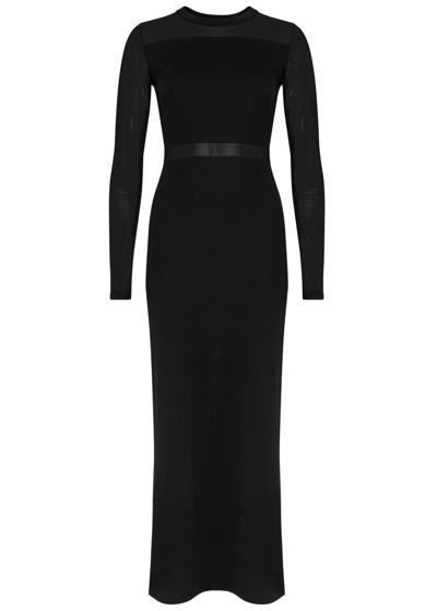 Shop Totême Panelled Knitted Midi Dress In Black