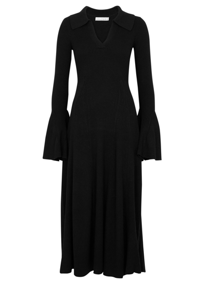 Shop Palmer Harding Palmer//harding Assured Ribbed-knit Midi Dress In Black