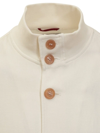 Shop Brunello Cucinelli Wool Linen Silk Diagonal Jacket In Beige