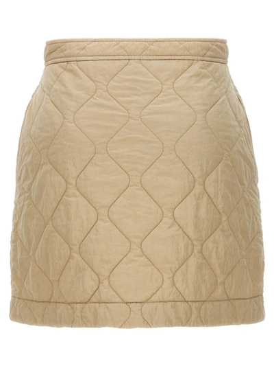 Burberry Quilted Mini Skirt In Beige